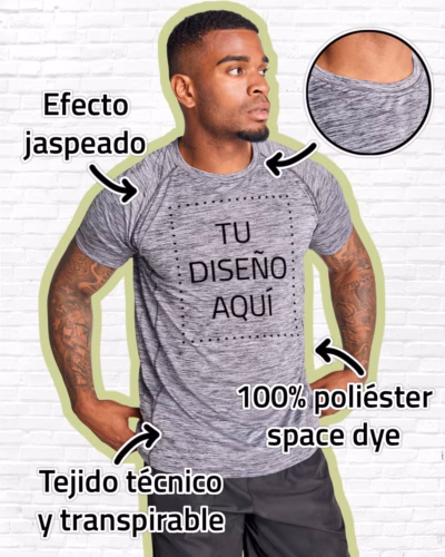 Camiseta Deportiva Jaspeada Hombre