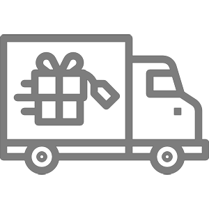 Icono gris de un camión de transporte