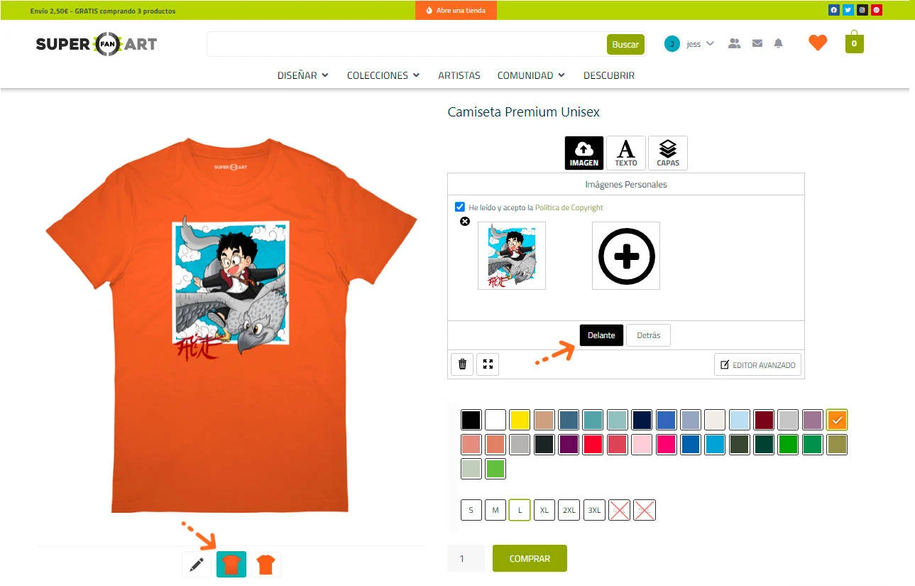 Paso 2 de como diseñar una camiseta