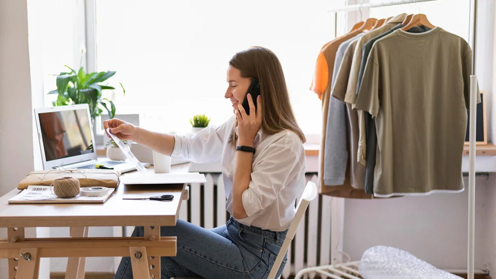 Chica trabajando desde casa