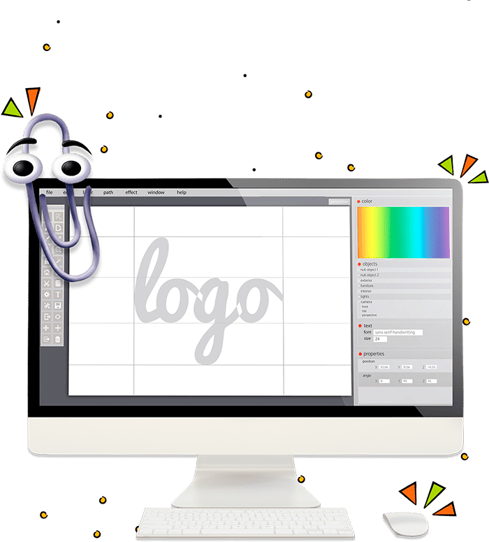 Ordenador abriendo un programa de diseño gráfico y un clip