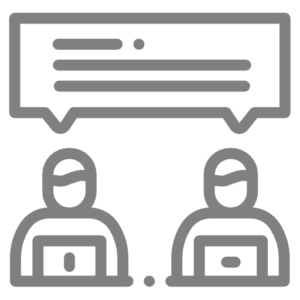 Icono de dos amigos hablando por mensaje