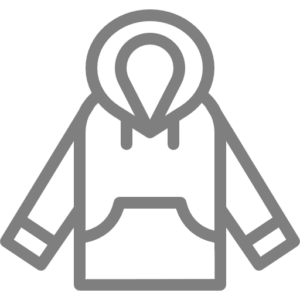 Icono gris de una sudadera con capucha