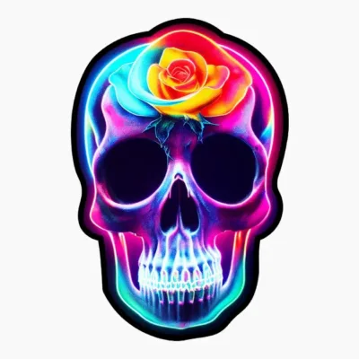 Neon Rose Skull