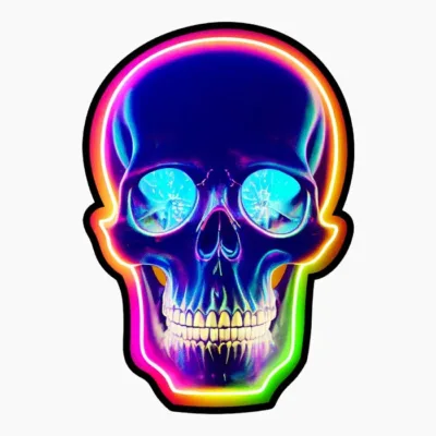 Neon Cyber skull