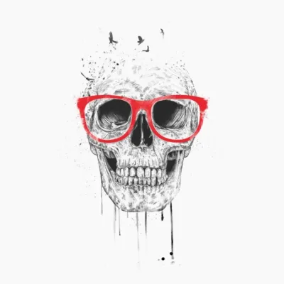 Skull With Red Glasses