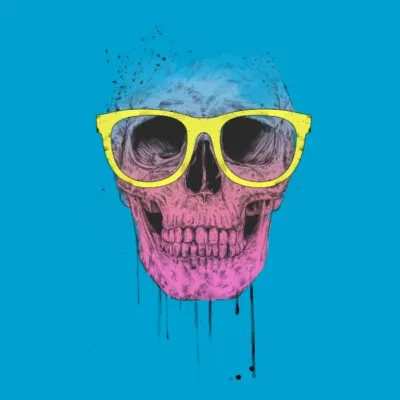 Pop art skull with glasses