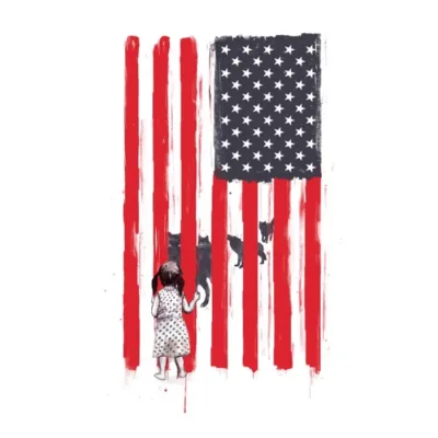 Llittle girl and wolves