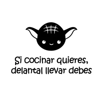 Si cocinar quieres, delantal llevar debes. Fondo claro.