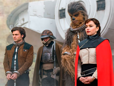 Han, Lando, Chewie y Qi'Ra en Solo: Una Historia de Star Wars