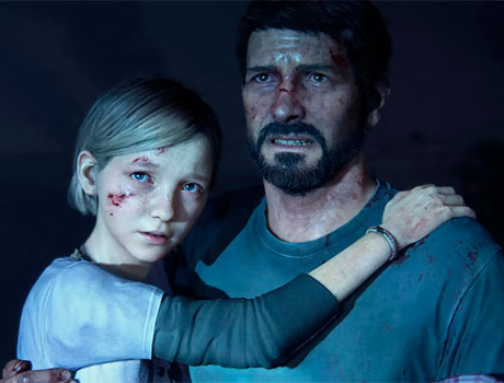 Joel y su hija Sarah en The Last of Us