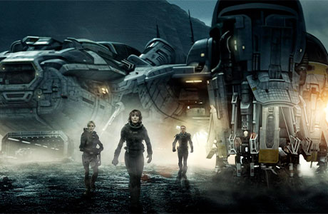 Fotografía de varios tripulantes del Prometheus fuera de la nave en la primera precuela de la película Alien.