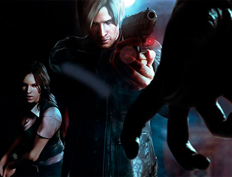 Helena Harper y Leon Kennedy a punto de disparar un zombie en Resident Evil 6
