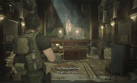 Carlos Oliveira entrando a la estación de RPD en el Remake de Resident Evil 3