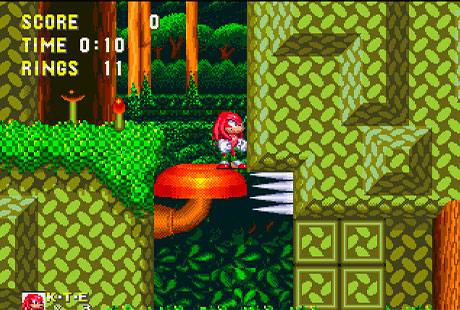 Knuckles atravesando zona en Sonic & Knuckles