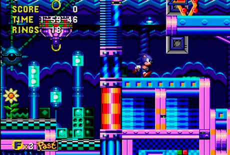 Sonic atravesando zona en Sonic CD