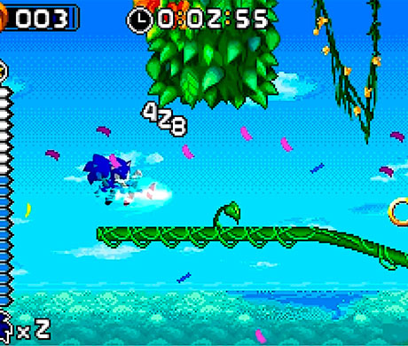 Sonic saltando en Sonic Rush