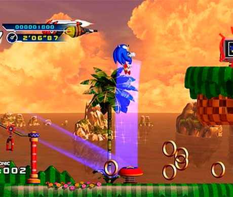 Sonic siendo propulsado en Sonic the Hedgehog Episode I