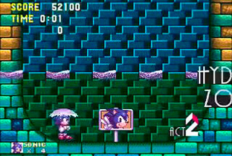 Sonic al final de una zona en Sonic the Hedgehog 3