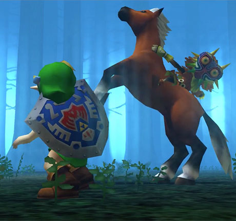 Skull Kid Robando a Epona de Link en The Legend of Zelda: Majora's Mask