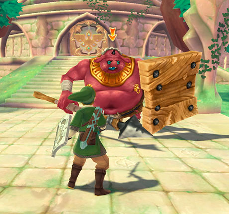Link listo para pelear contra enemigo en The Legend of Zelda: Skyward Sword