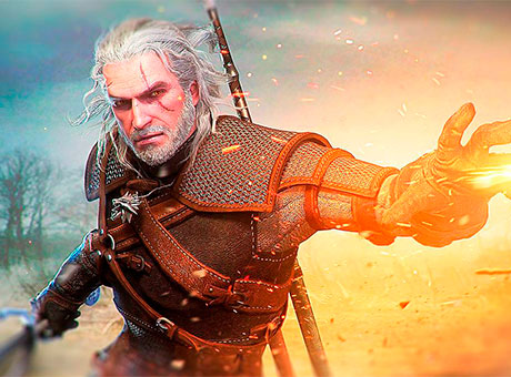 Geralt de Rivia echando hechizo