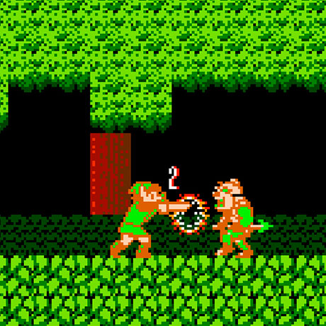 Zelda II Link's Adventures, Link enfrentandose a un enemigo