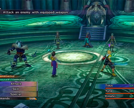 Khimari, Yuna y Tidus enfrentándose a Seymour y sus secuaces en Final Fantasy X