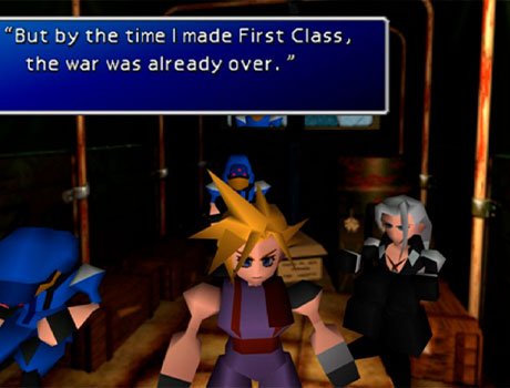 Cloud hablando de su pasado al lado de Sephiroth en Final Fantasy 7