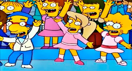 Milhouse, Lisa y sus compañeros de clase cantando