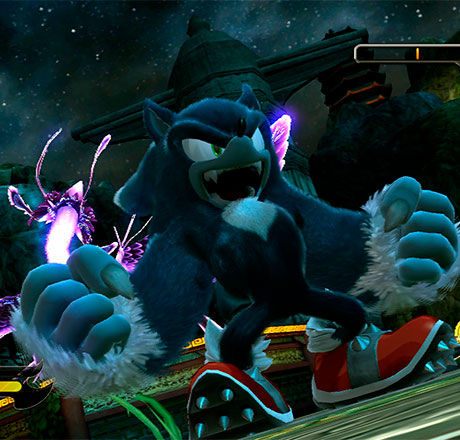 Sonic convertido en Erizo Lobo en Sonic Unleashed