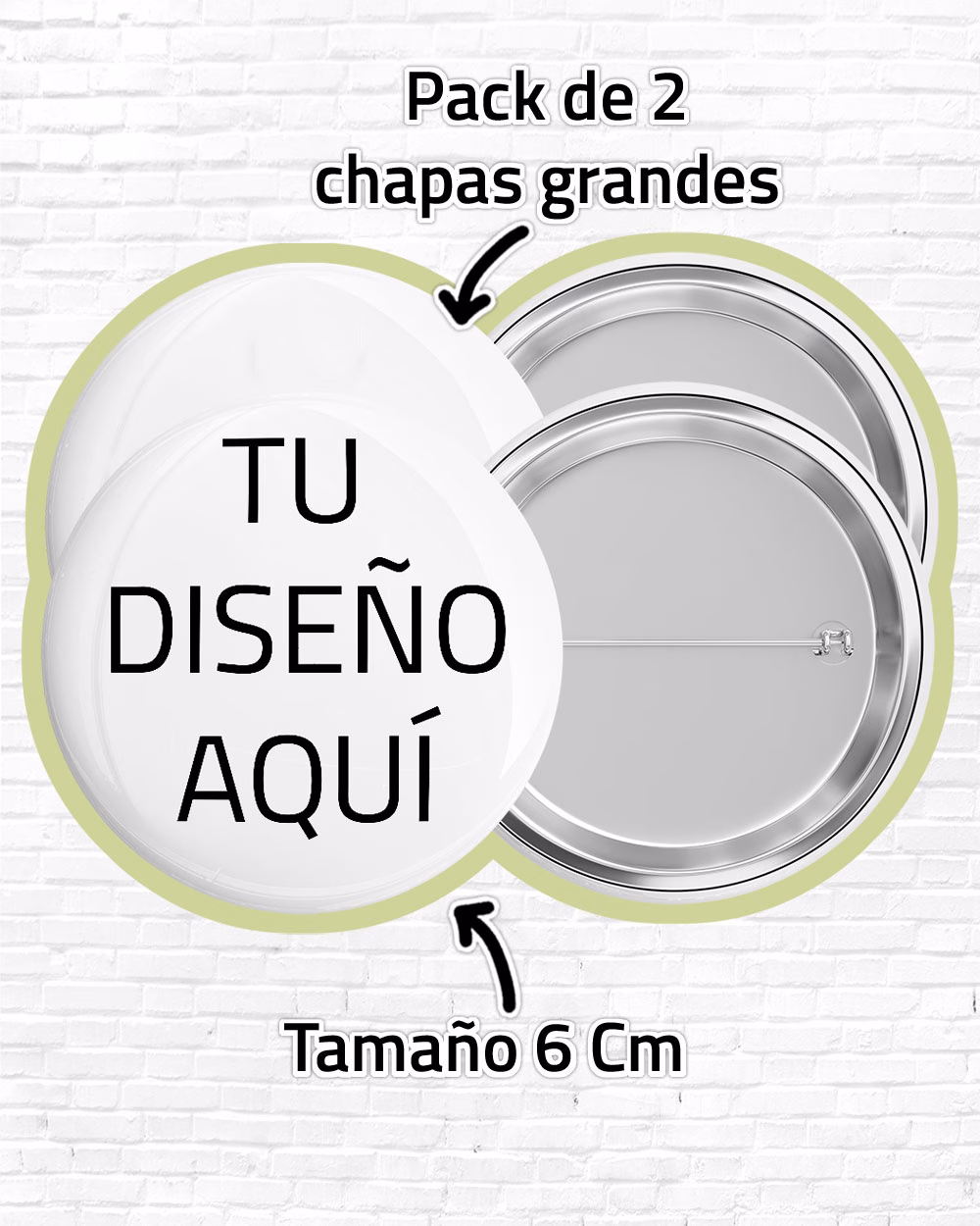 Pack de 2 chapas grandes 6cm