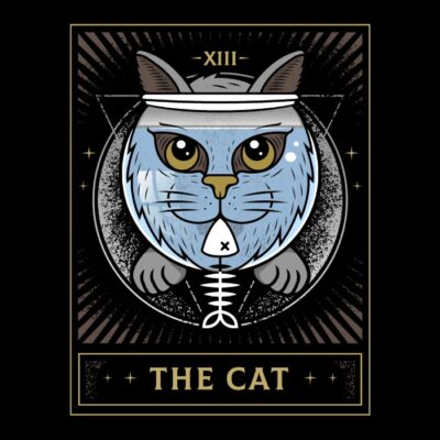 Fish Bowl Cat Tarot Card