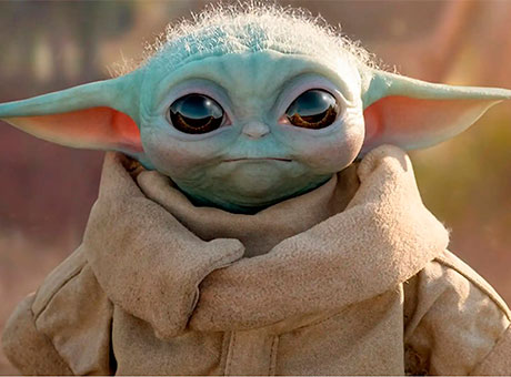 Imagen del personaje Baby Yoda en la serie The Mandalorian.