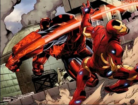 El Dínamo Escarlata enfrentándose a Iron Man