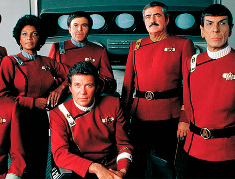 Capitán Kirk y su tripulación en la película de la venganza de Khan