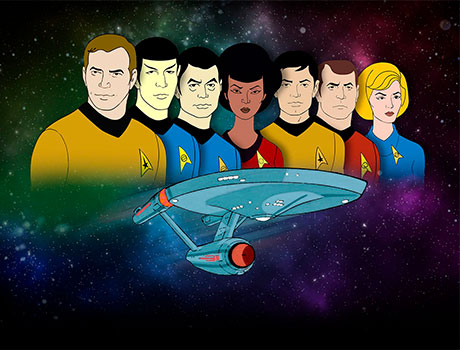 Capitán Kirk y su tripulación en Star Trek la animación