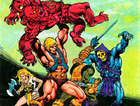 He-Man junto a sus aliados luchando contra Skeletor y sus secuaces