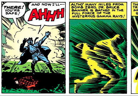 Bruce Banner impactado por una bomba atómica