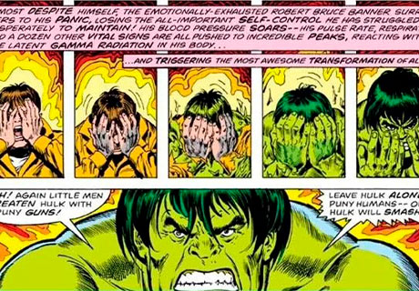 Bruce Banner transformándose en Hulk