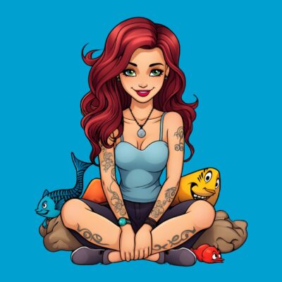 La sirenita Ariel tatuada estilo pop