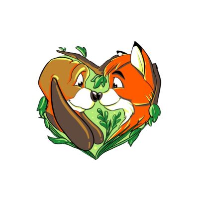 Dog and fox friendship