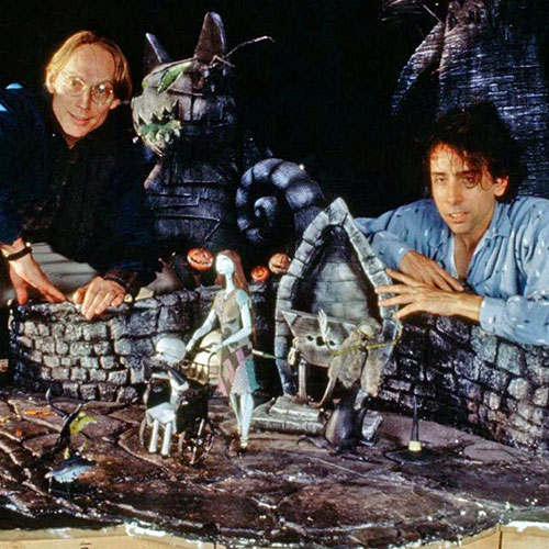Danny elfman y tim burton trabajando en pesadilla antes de navidad