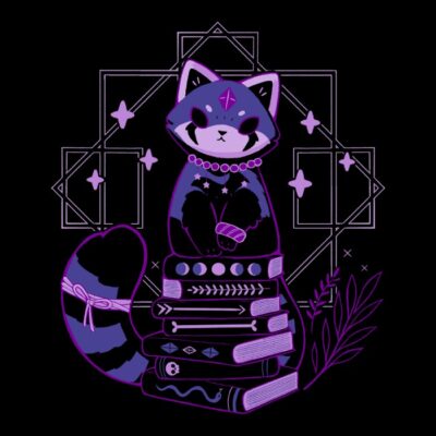 Dark Red Panda with Books