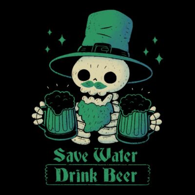 Skeleton St Patrick drinks Beer