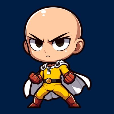 Chibi Bald Hero with cape 01