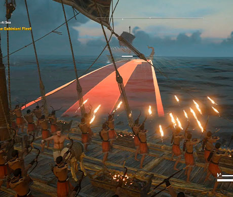 Imagen del combate naval en el juego Assassin's Creed: Origins.