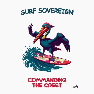 Pelicano surfeando las olas