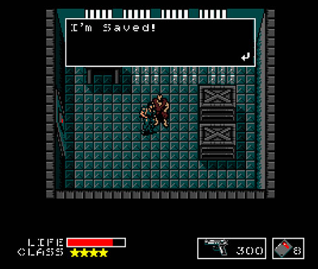 Imagen de Snake salvando un rehén de una prisión en el juego Metal Gear de 1987