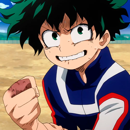 Imagen del protagonista izuku midoriya con el dedo dañado después de usar su poder en el anime my hero academia.